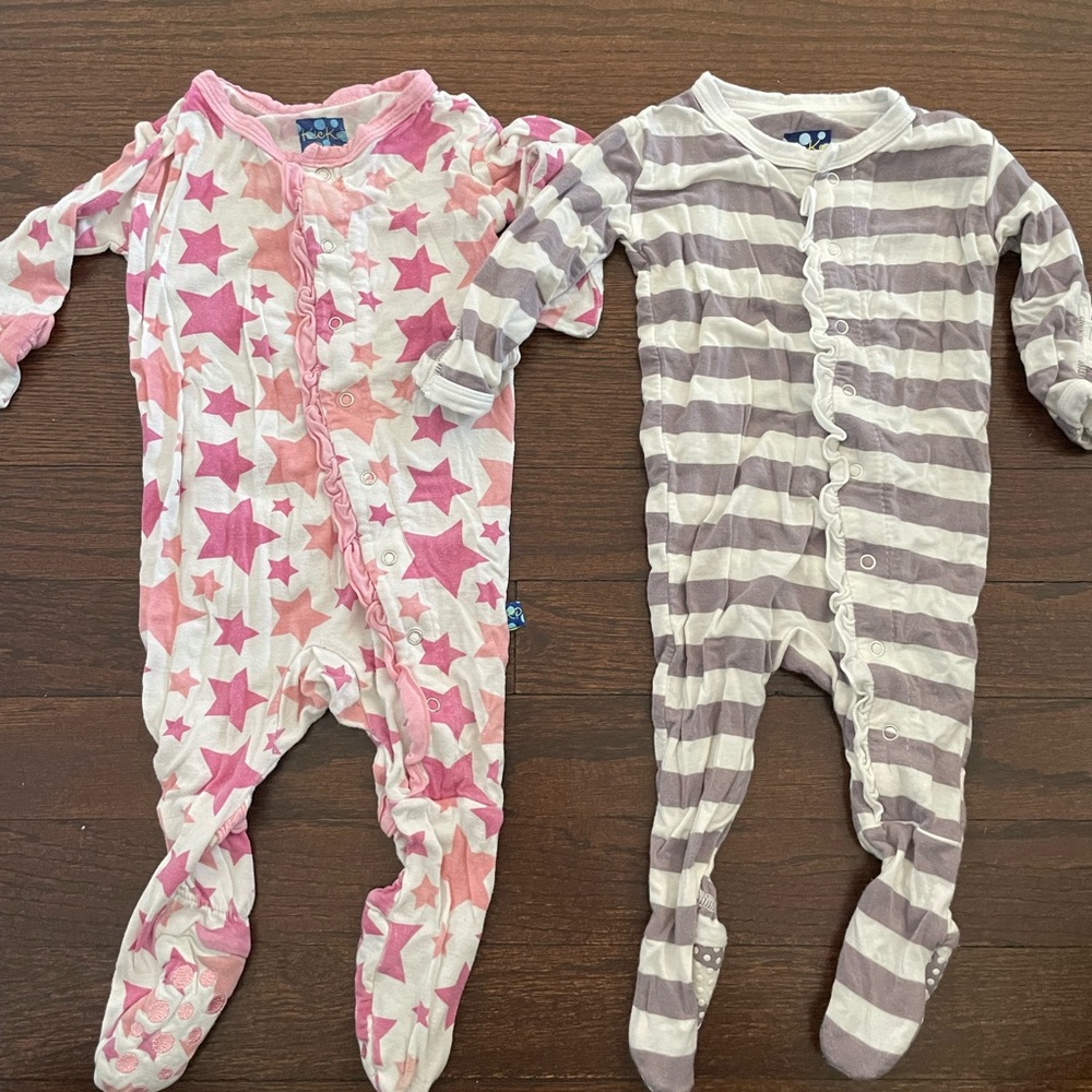 Kickee pants bundle- Pink Star and Purple Stripe pjs